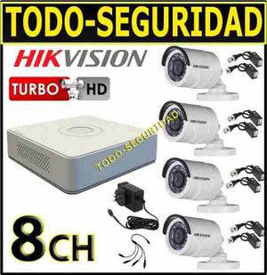 Kit Seguridad Hikvision Dvr 8ch Hd Tvi + 4 Camaras + Balun