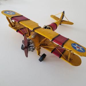 Remato Avion Antiguo En Miniatura Decorativo Chapa Escala!!