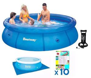 Pileta Redonda Bestway 305 X 76 + Tapiz + Inflador + Parches