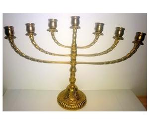 Antigua menorá judia 7 brazos velas bronce macizo  Kgs