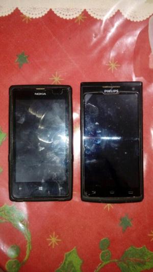 2 celulares Nokia y Philips