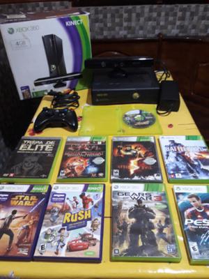 Vendo Xbox 360 + Kinect + 9 juegos fisico