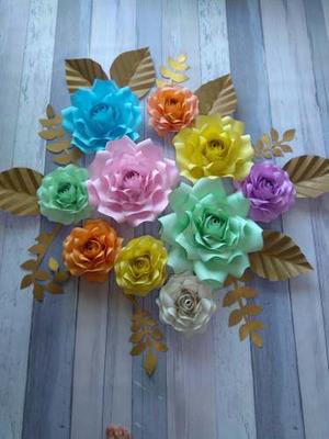 10 Flores Gigantes De Papel, Deco Vidrieras, Candy Bar