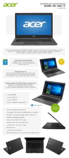 Acer Aspire one cloudbook14 nueva sin uso
