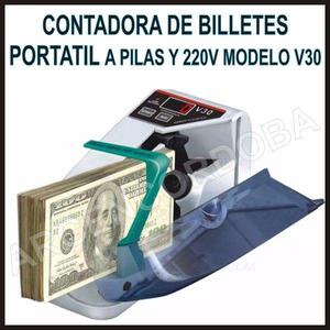 CONTADORA DE BILLETES PORTATIL A PILAS Y 220V MODELO V30 -