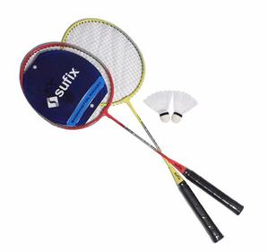 Juego De Badminton Raquetas + Plumas + Red + Soporte + Bolso