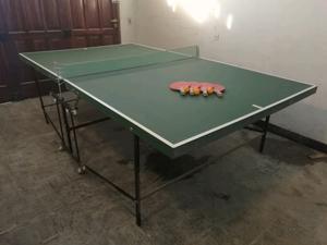Mesa De Ping Pong Plegable + 4 Paletas + 4 Pelotitas