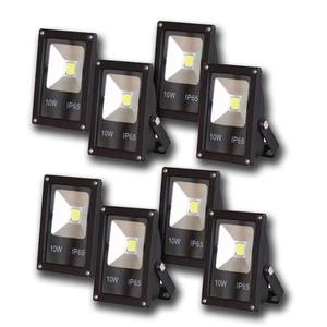 Pack X 8 Reflector Led Blanco 10w Bajo Consumo Exterior