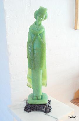 antigua escultura japonesa plastico duro 1950 44x8cm