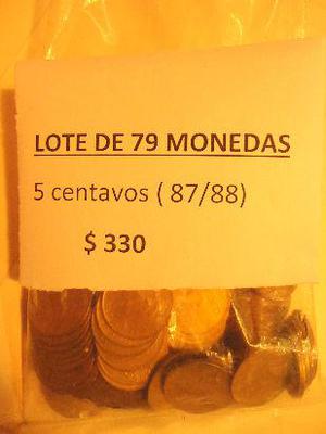 monedas antiguas lote de 80, 5 centavos(87-88) $ 330