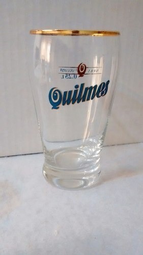 6 Vaso Quilmes De 250ml Con Borde Dorado Originales Nuevos