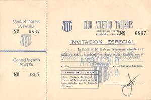 Ticket De Entrada Talleres 1 Deportivo Armenio 0 (1989)