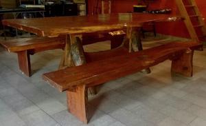 Vendo mesa maciza madera cipres con bancos