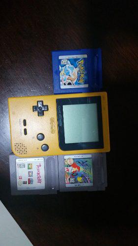 Game Boy Pocket Amarilla + Pokemon Blue + 2 Juegos