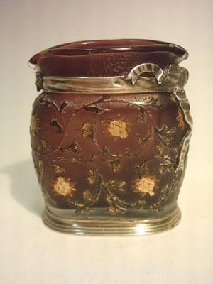 Vaso Antiguo de Vidrio de Nancy Con Ornato de Plata