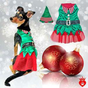 Vestido Duende De Navidad Para Perros Regulable Katiko