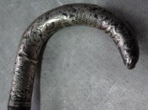 antiguo baston-lapacho,puño de plata labrada,90cm