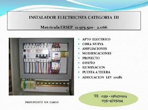 Instalador Electricista Categoria III - Mat. Ersep 2066