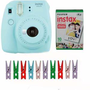 Camara Fuji Instax Mini 9 Celeste Selfie 10 Fotos Broches