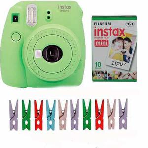 Camara Fuji Instax Mini 9 Verde Selfie 10 Fotos Broches