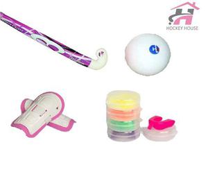 Kit De Hockey Palo + Canilleras+ Bucal + Bocha