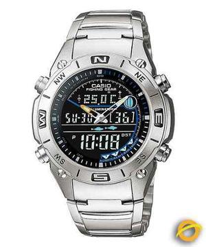 Reloj Casio Amw-703d1av Fishing Time Fase Lunar Sumergible