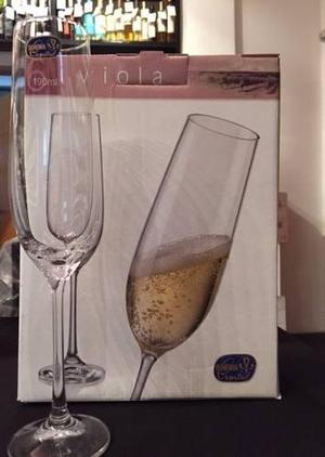 Cajax6 Copas De Champagne Linea Viola X190ml Cristal Bohemia