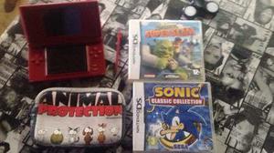 Nintendo Ds Lite Roja+funda+2 Juegos Permuto