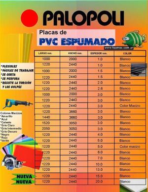 Pvc Espumado 1.22x2.44m 13mm Blanco C/film Protec. Palopoli
