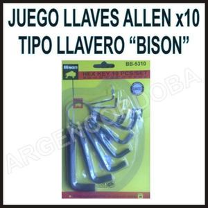 juego de llaves allen x10 tipo llavero bison