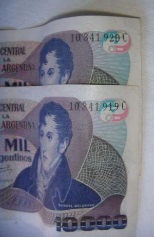 Billetes De Argentina CONSECUTIVOS - 10000 $a Serie C 10 A