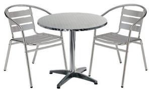 Set De Mesa Redonda + 2 Sillones De Aluminio 7 De Tablas