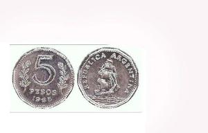 moneda 5 pesos1965pesos nacional