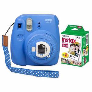 Fuji Instax Mini 9 Tipo Polaroid Azul Cobalto 20 Fotos Nueva