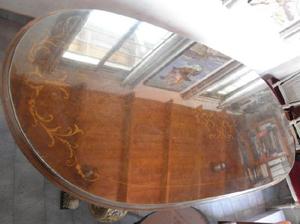 Juego de Mesa oval vidrio de 5 mm 6 sillas Estilo Luis XV