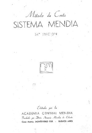 Metodo De Corte. Método Sistema Mendia. 34 Edición