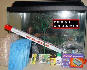 Acuario Completo Pecera Tapa Base Mainar 70x40x30 - 84 Lts