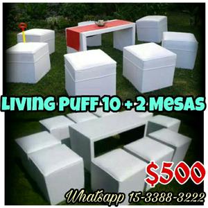 Alquiler pufs + mesas