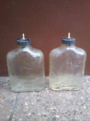 Antiguos Botellones De Estufas A Kerosene Con Tapa.