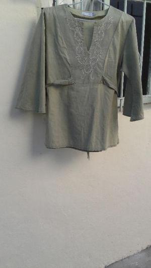 Blusa Bordada Color Verde