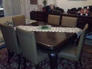 Juego de Comedor y Trinchante Estilo Chippendale