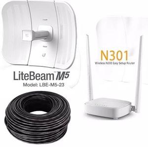 Kit Wifi Ideal San Luis 5,8 Litebeam M5 Tenda N301 Cable