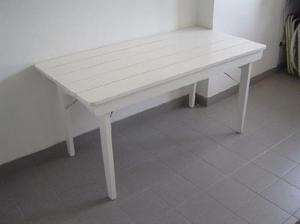 Mesa rectangular de madera en blanco para jardín, quincho o