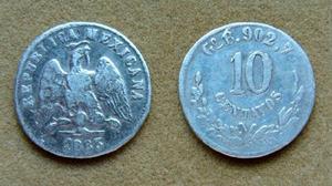 Moneda de 10 centavos México 1883
