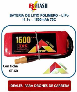 Batería Litio Lipo 3s 11.1v mah 70c Racing Drone