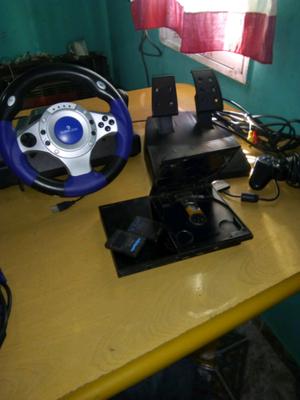 Ps2+1 joystick+ 2 memory card+volante+43 juegos