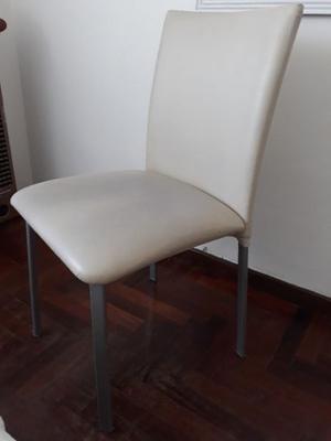 sillas cuero blanco