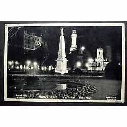 1945 plaza de mayo nocturna iluminada buenos aires postal