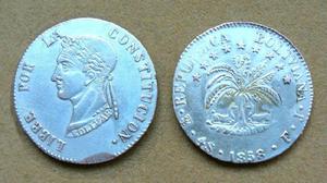 Moneda de 4 soles de plata Bolivia 1858