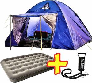 Carpa 4 Personas + colchon 2 plazas + Inflador.